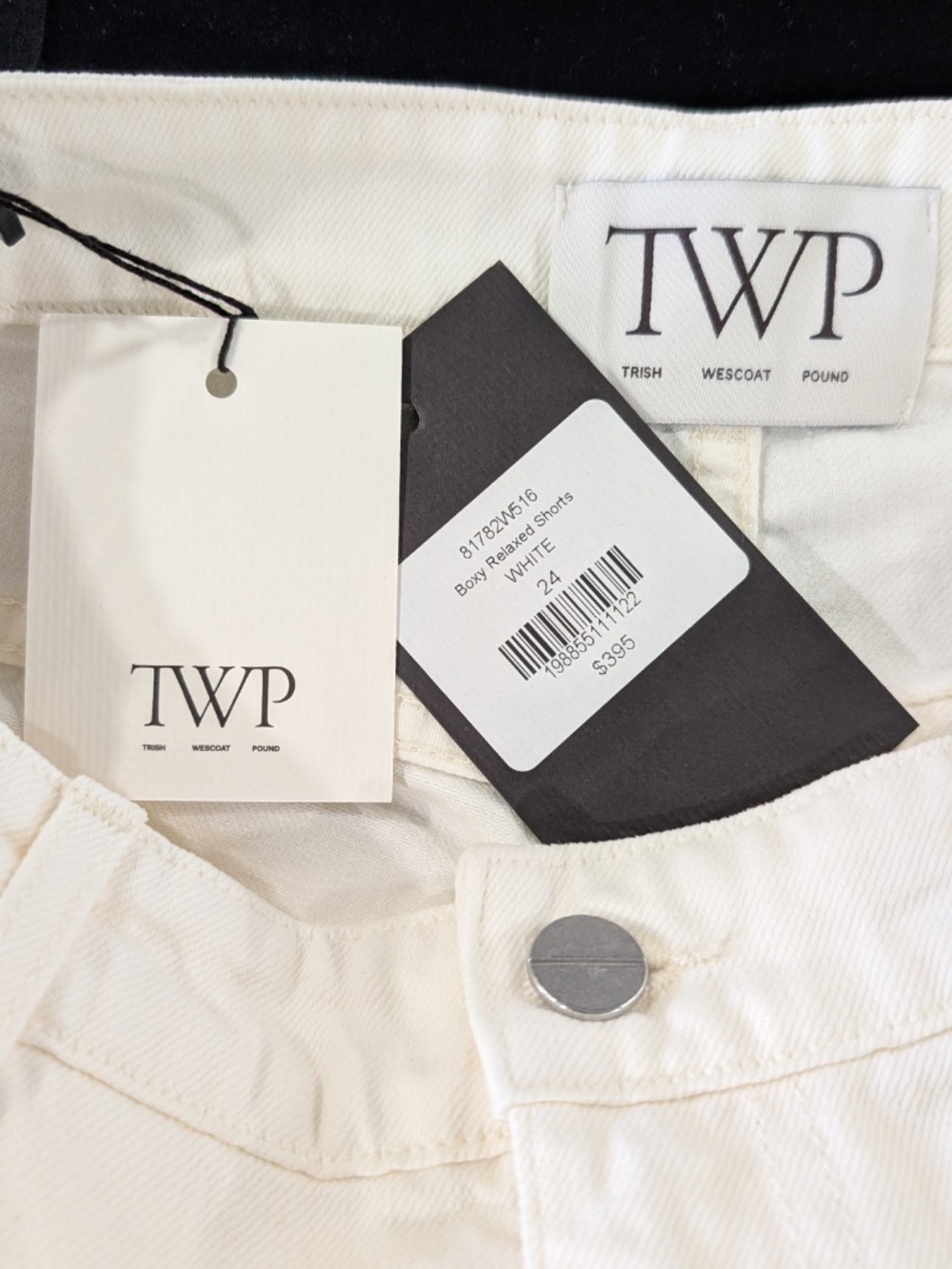 TWP Boxy Relaxed Denim Shorts White Size 24 Bermuda Straight Leg NWT $395 - Picture 5 of 14